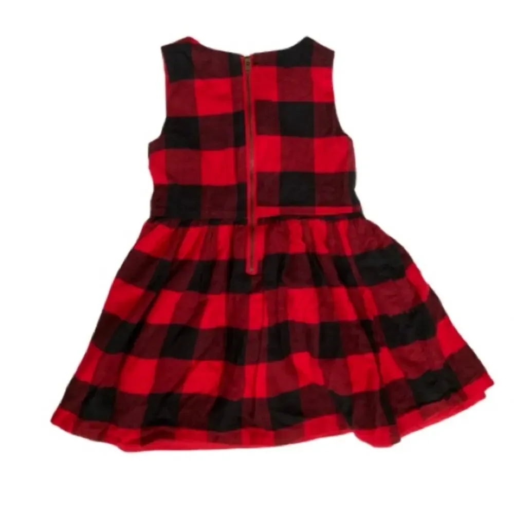 Carter’s Holiday Red Black Buffalo Plaid Tie Front Sleeveless Formal Dress